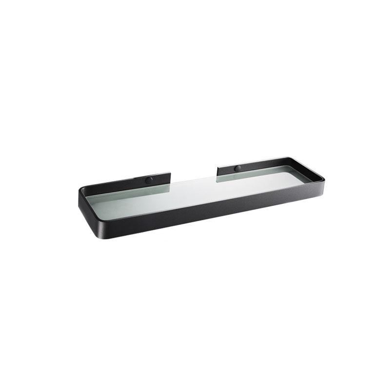 Black Space Aluminum Bathroom Tray - No-Drill, Nail-Free Storage Rack for Toilets and Dressing Tables