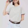 Light Gray Short Sleeve T-shirt Women 2025 New Summer Cotton Loose Bottoming Shirt Basic Shoulder Solid Half Sleeve