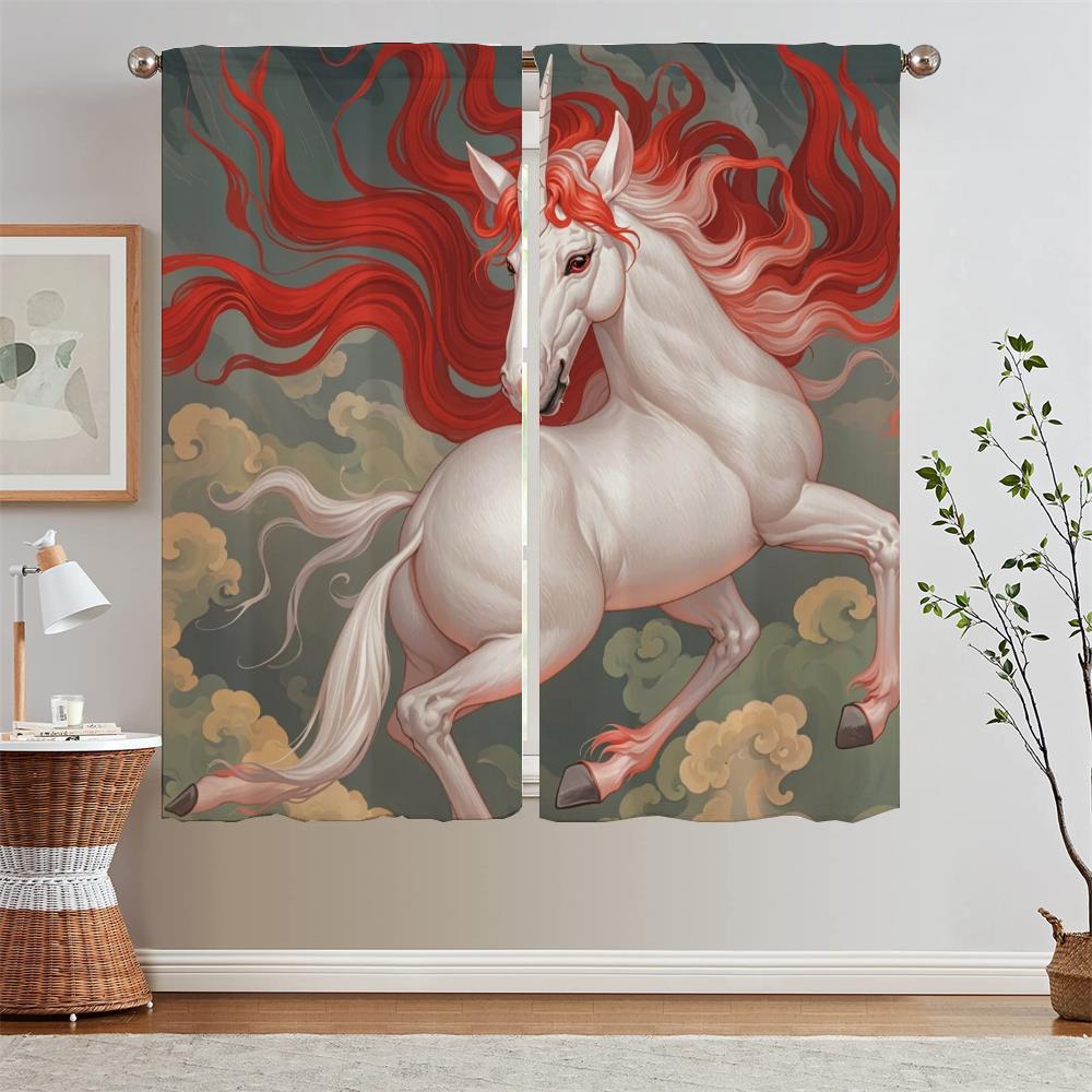 A Unicorn Horse Curtains for Bedroom Decoration Window Sheer Curtains for Living Room Blind Bathroom Curtain Tiebacks Partition