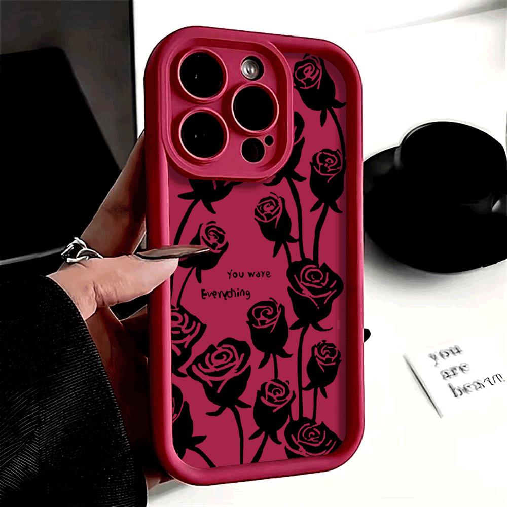 Rose Floral Pattern For iPhone 15 14 13 12 11 Pro Max XS X XR Max Mini IPhone 7 8 Plus SE 2022 Shockproof Candy Soft Cover