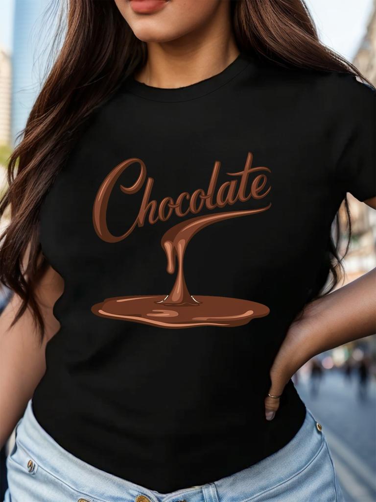 Drip Chocolate Women'S Comfit T-Shirt Women Casual Short Sleeve Tee Comfortable Crew Neck, Soft Adorable Tees Tops