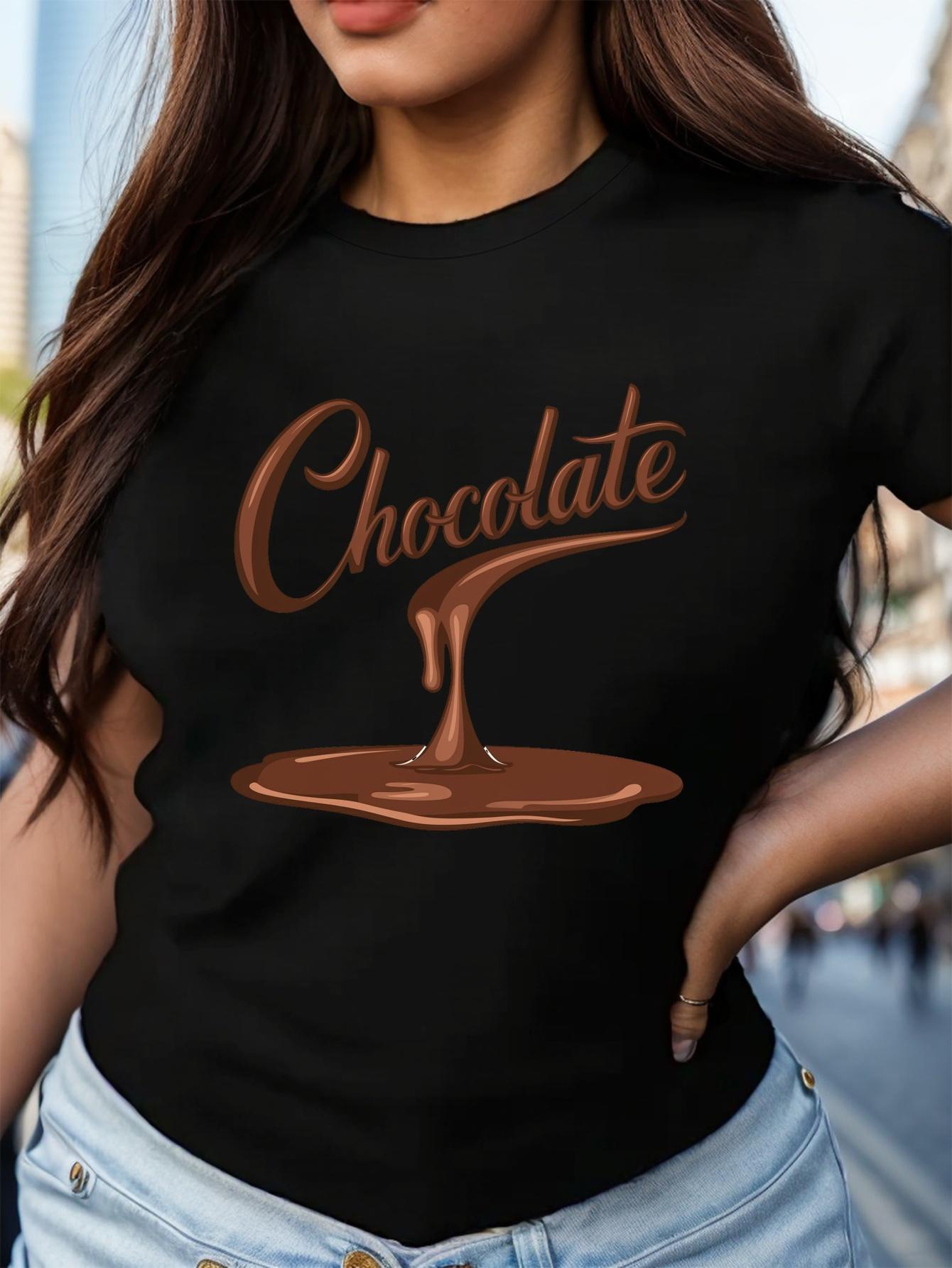 

Drip Chocolate Women S Comfit T-Shirt Women Casual Short Sleeve Tee Comfortable Crew Neck, Soft Adorable Tees Tops 4XL чорний