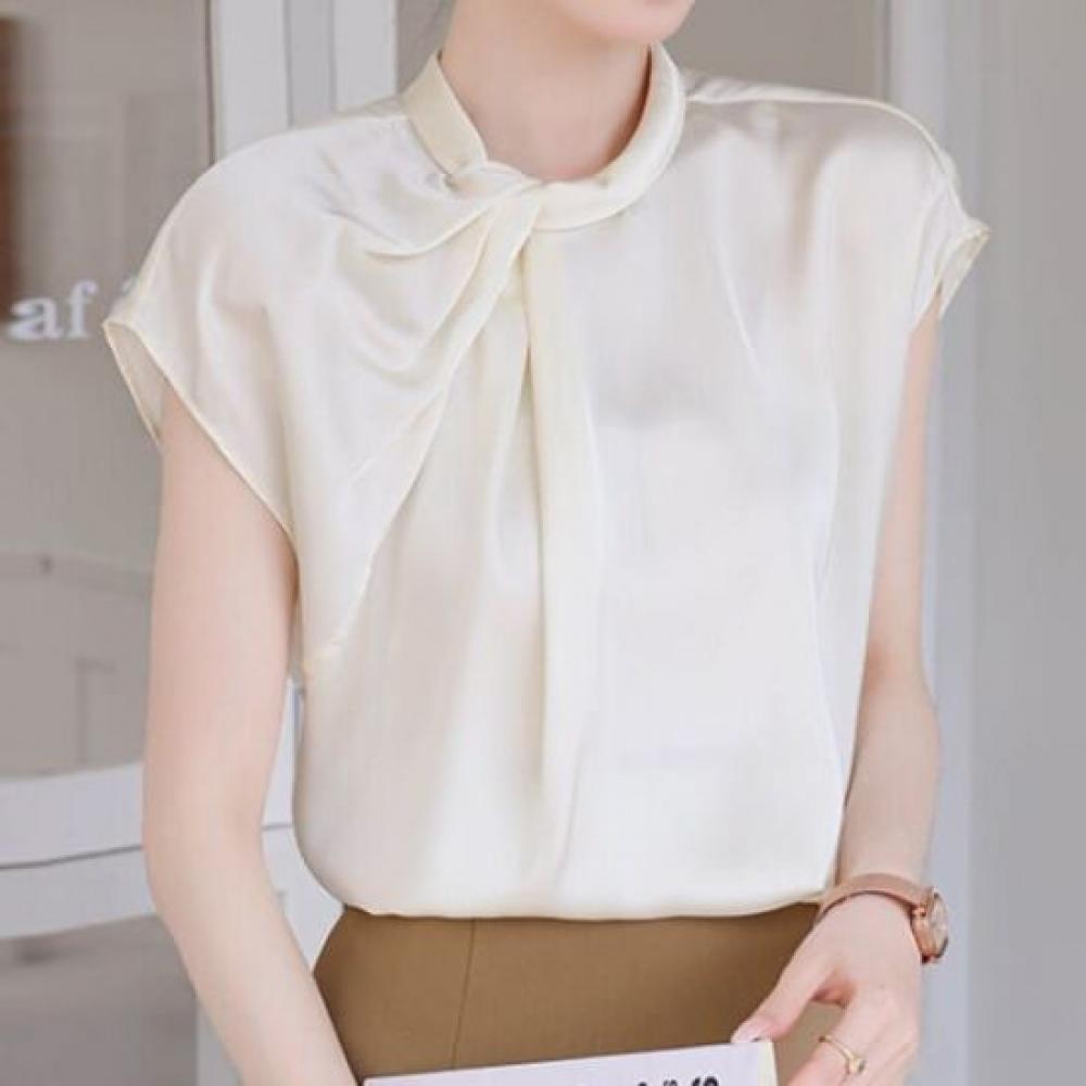 Navava Vintage Elegance Shirred Cap Sleeve Blouse Nb2805