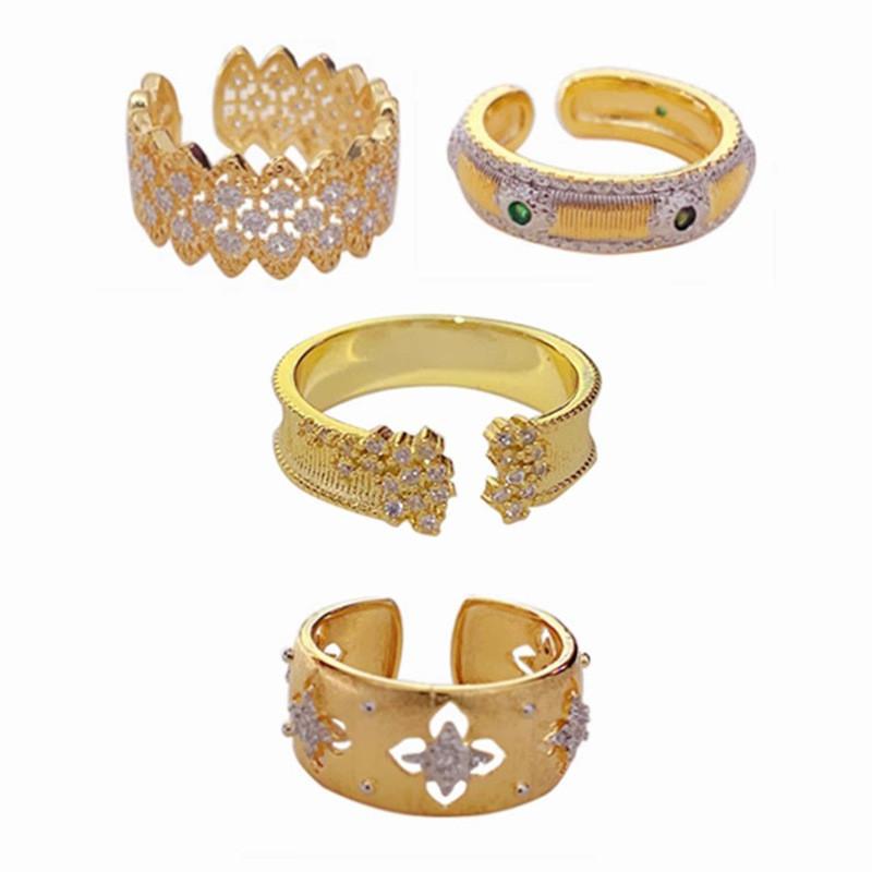 Copper Contemporary Vintage Ring For Women With Luxurious Gold Finish And Dazzling Geometric Diamond Detailing