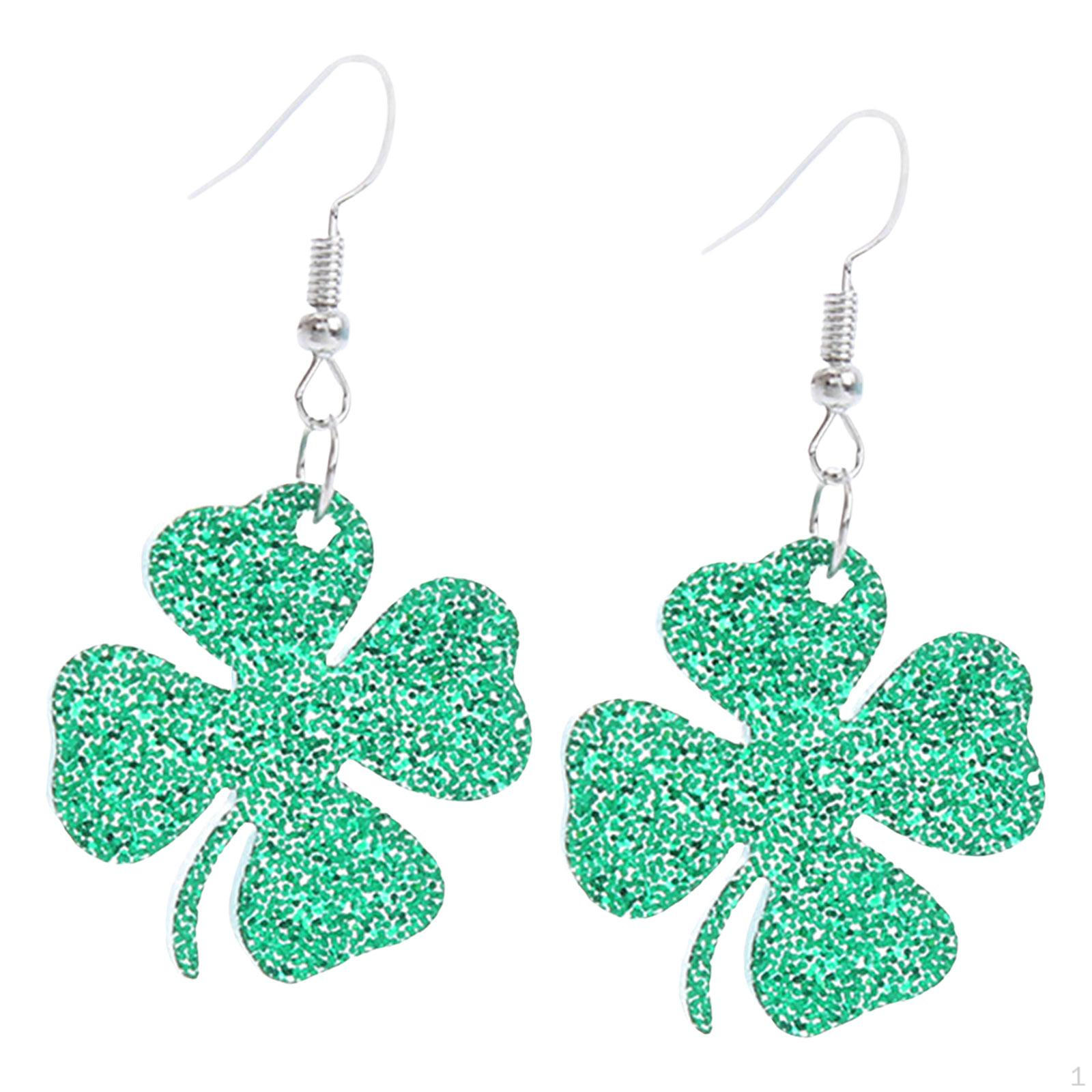 

1 Pair Earrings Dangle Drop Elegant Delicate Leaf Print Summer Fashion Green Style E