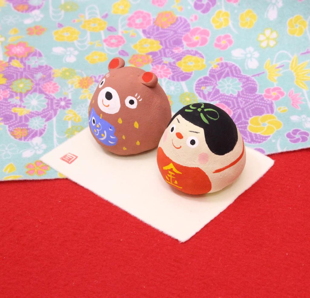 Craftsman House Children's Day Paper Mache Kintaro and Bear