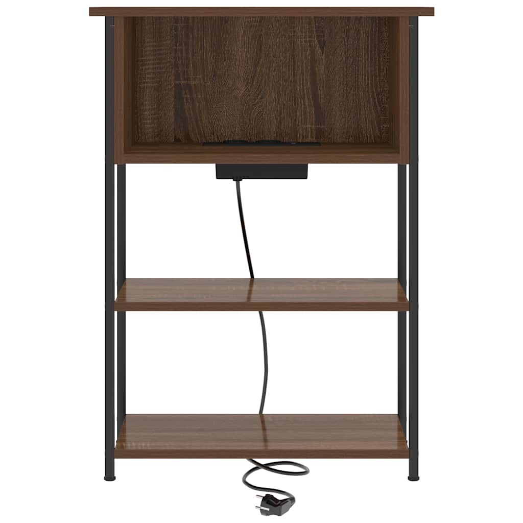 Nightstand Brown Oak Look 55 X 31 X 76 Cm Engineered Wood