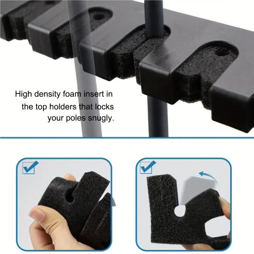 Easy-Install Fishing Rod Wall Rack High-Density Foam Grip Storage for Garage Sports Equipment Rod Holders for Fishing Rods