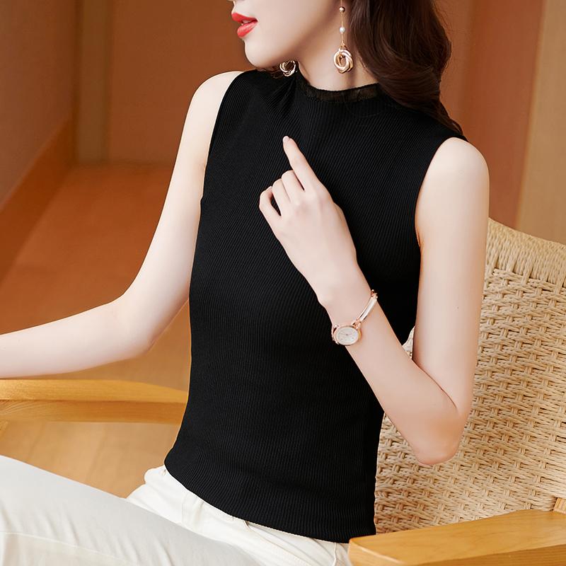 Black Tank Tops Women 2025 Summer Sleeveless O-Neck White Slim Knitted Tank Tops Camis Women Tops JJ323