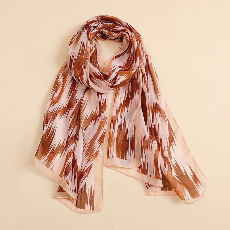 

45*155cm Print Design Women Silk Small Scarf Shawl Elegant Headscarf Convinient Bandage Hijabs Chiffon Muslim Wrap Scarves 45x155cm