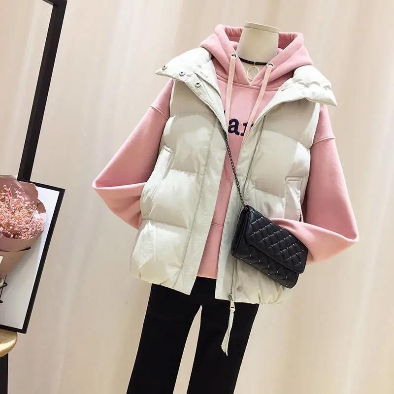 Piumino caldo alla moda di grandi dimensioni da donna corto in stile coreano per studenti autunno e inverno gilet ampio tutto-fiammifero