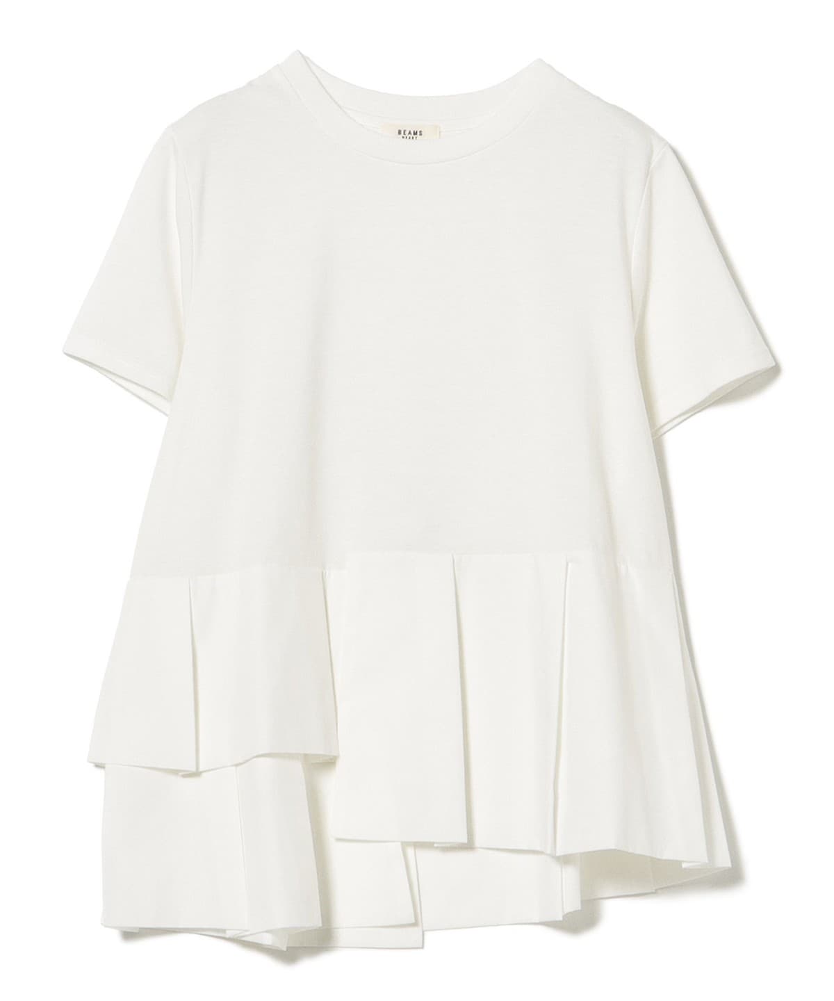 BEAMS HEART Asymmetrical Peplum Top Women White Casual Blouse Japan OFF WHITE
