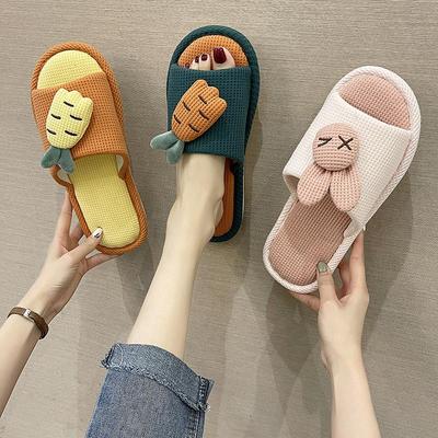 Cute Cotton Linen Slippers for Women - Silent Indoor Home Footwear for Spring and Autumn