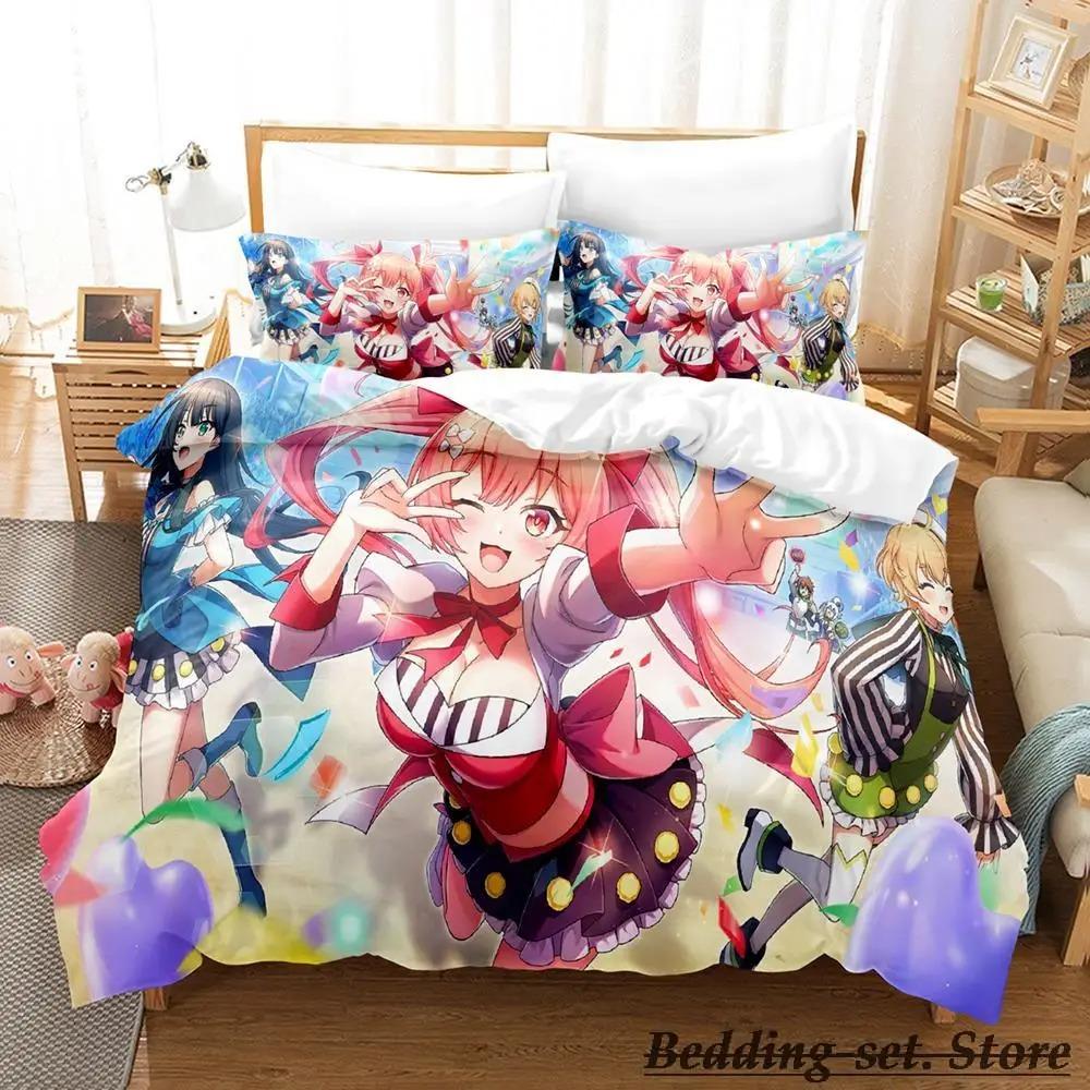 KonoSuba Bedding Set Cartoon Anime Three-piece Set Adult Kid Bedroom Duvetcover Sets 3D Kawaii Girls Lit 2 Personnes