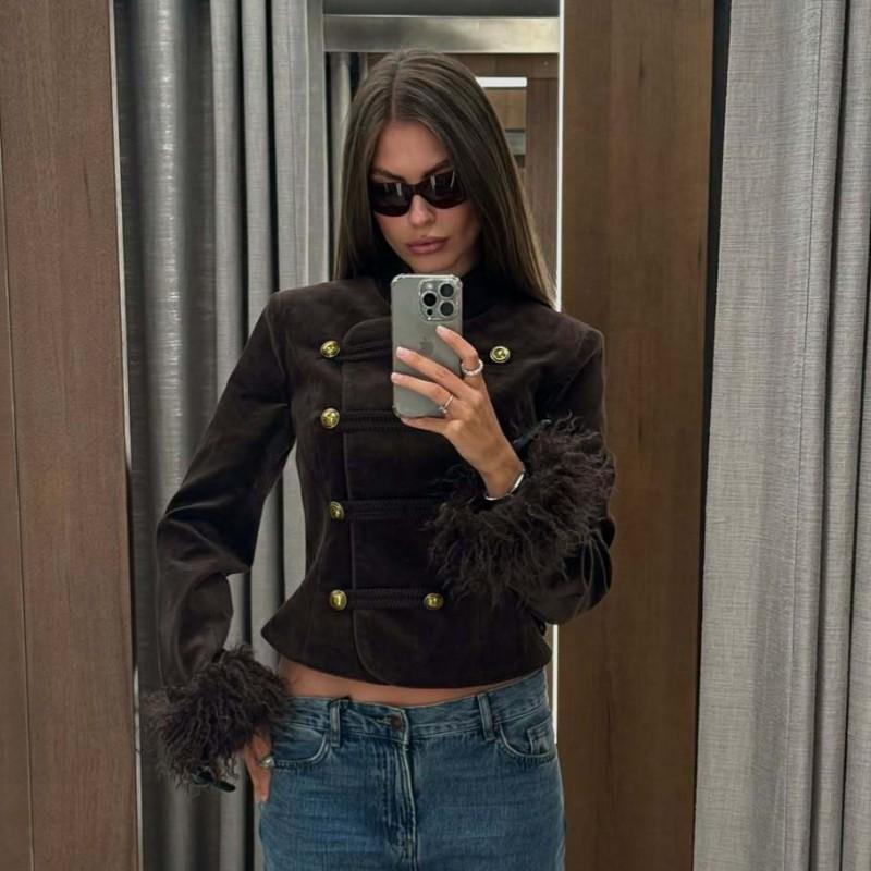 Womens Stand Collar Single Breasted Solid Color Coat Retro 2026 Fall Fashion Outerwear
