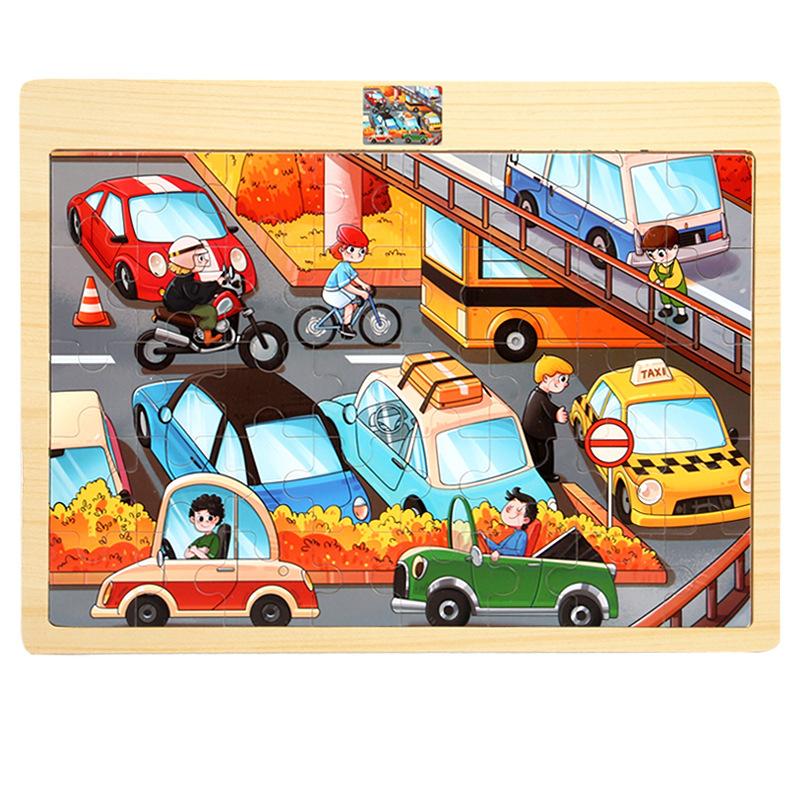 Wooden 40-piece Puzzle for Children, Animals, Dinosaurs, Cartoon Wooden Flat Puzzle for Babies, Early Education Educational Toys