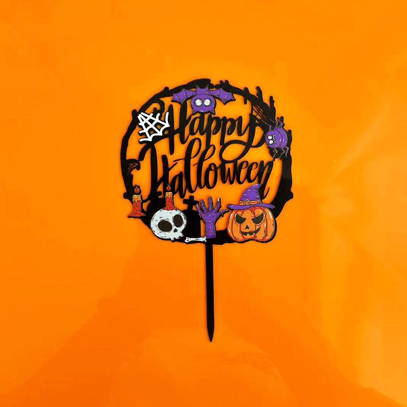 Halloween Castle Bat Acrylic Cake Topper Colorful Party Decoration