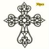 30pcs Vintage Hollow Floral Cross Embellishments 55x60mm Cast Iron DIY Scrapbooking Corner Decorations for Crafting DIY Lovers