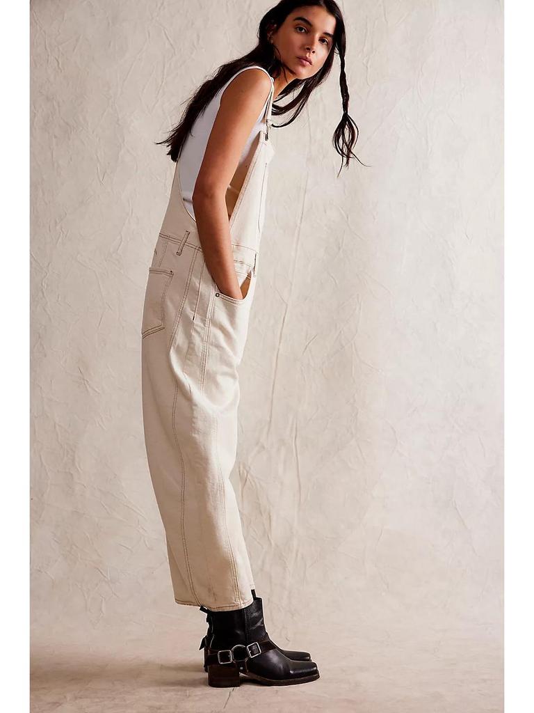 European & American Retro Washed Loose Straight-Leg Denim Overalls