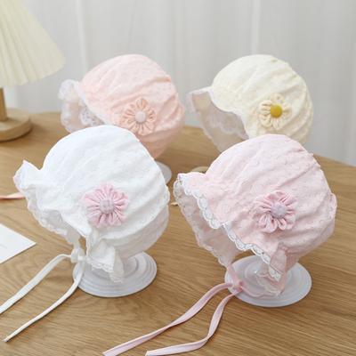 Ruffle Baby Bonnet Hat Breathable Lace Up Cap New Baby Sun Hat
