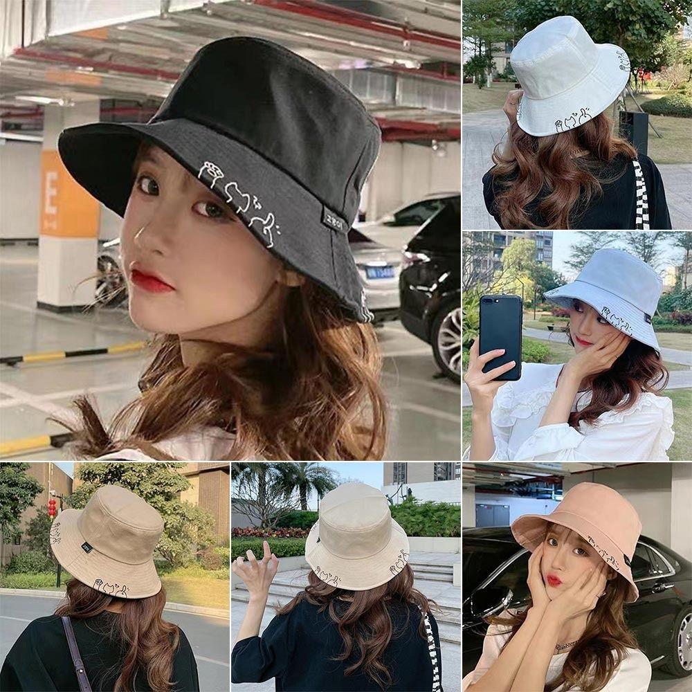 

Embroidered Cute Pot Hat Cat Pattern Sunshade Hat Cute Sports Hat Summer