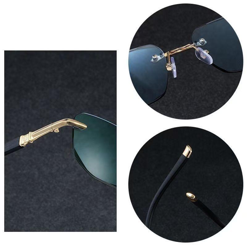 New Fashion Rimless Rectangle Sunglasses Women Luxury Design UV400 Protection Retro Gradient Eyewear Shades