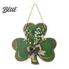 Rustic Farmhouse Door Hanger St. Patrick's Day Wooden Clover Sign with Hemp Rope, Double Layer Shamrock Hanging Greenery for Doors Decor Artificial