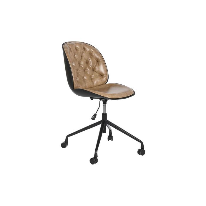 Chaise de bureau - DKD Home Decor - Polypropylène - Vintage - 1 place - Noir/Marron clair