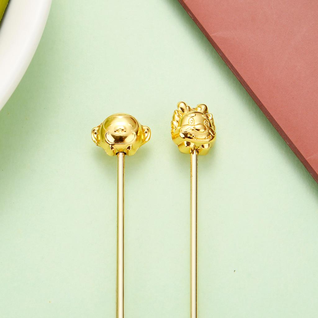 1PCS Stainless Steel Cocktail Sticks Golden Fruit Sticks Reusable Drink Picks Martini Picks Toothpicks for Drinks