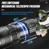 Super Bright Aluminum Alloy LED Flashlight With 60W High Power White Laser Beads With 5400 MAh High Capacity Lithium Battery