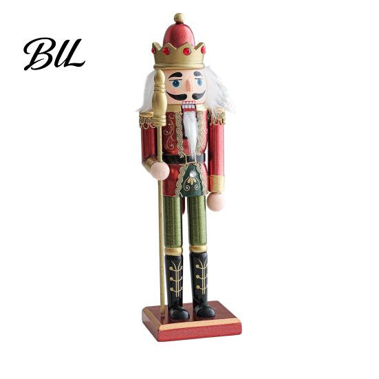 Traditional Nutcracker Statue Wooden Soldier Figurine, Handcrafted Solid Wood Christmas Tabletop Ornament Decorative for Holiday Desk And Bookshelf