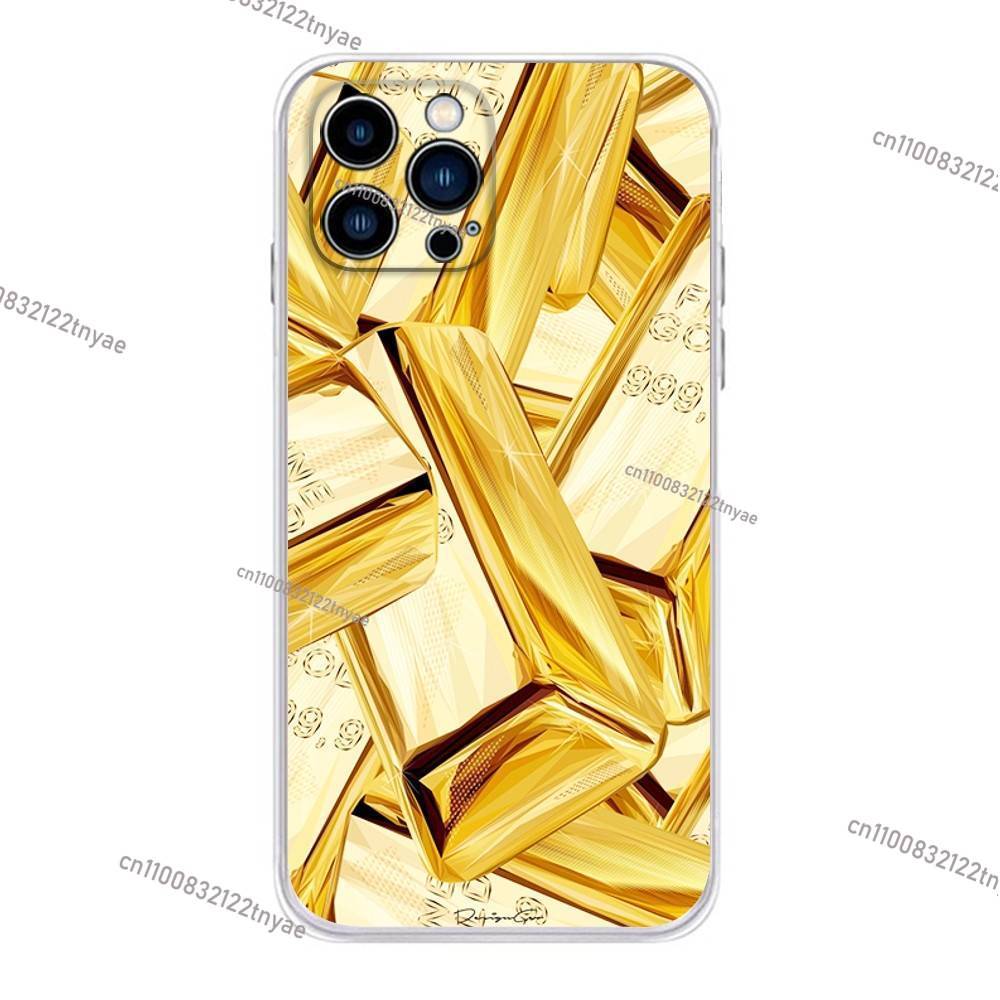 Money Gold Art Phone Case for iPhone 16,15,14,13,12,11 Pro,Max,17,Air,E,Mini Anti-Fingerprint Anti-Shock Rear Cover
