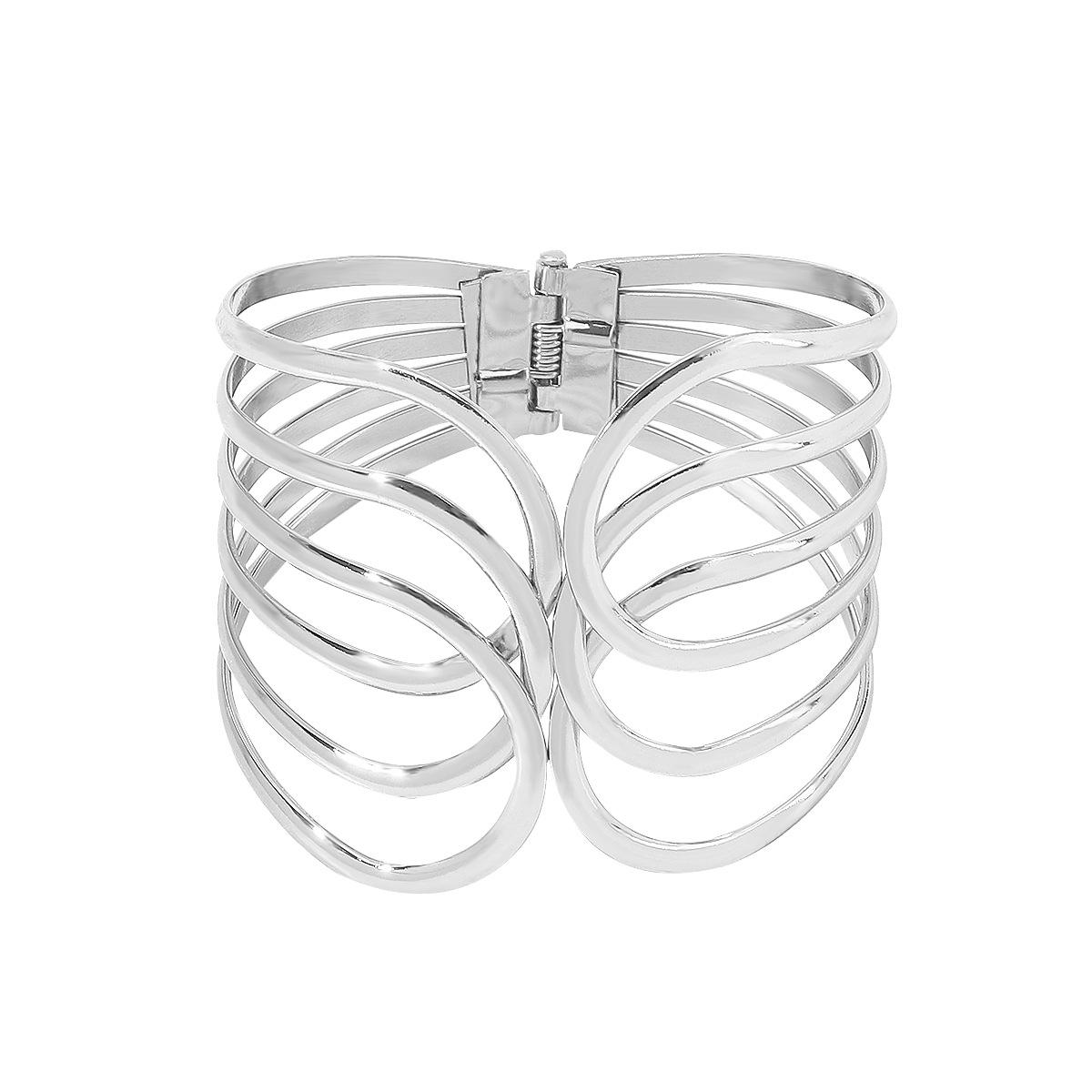 Punk Style Exaggerated Wide Wrapped Cuff Bracelet for Women - Hollow Design Cuff Bracelet adjustable&Cuff Bracelet серебряный