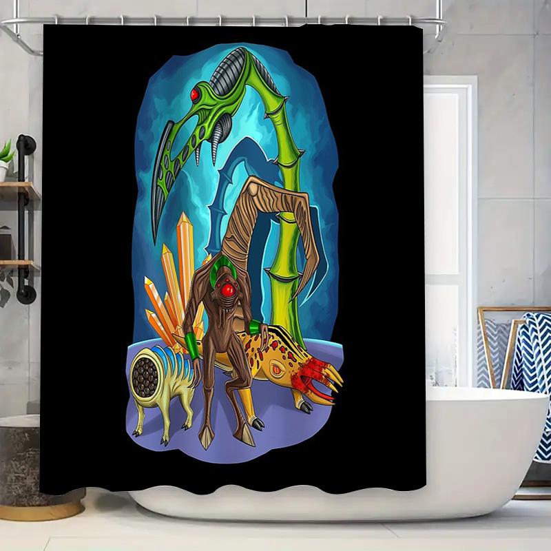 Gothic Horror Bat Demon Shower Curtain Creepy Dark Fantasy Home Decor Halloween Gothic Room Wall Tapestry 90x180cm