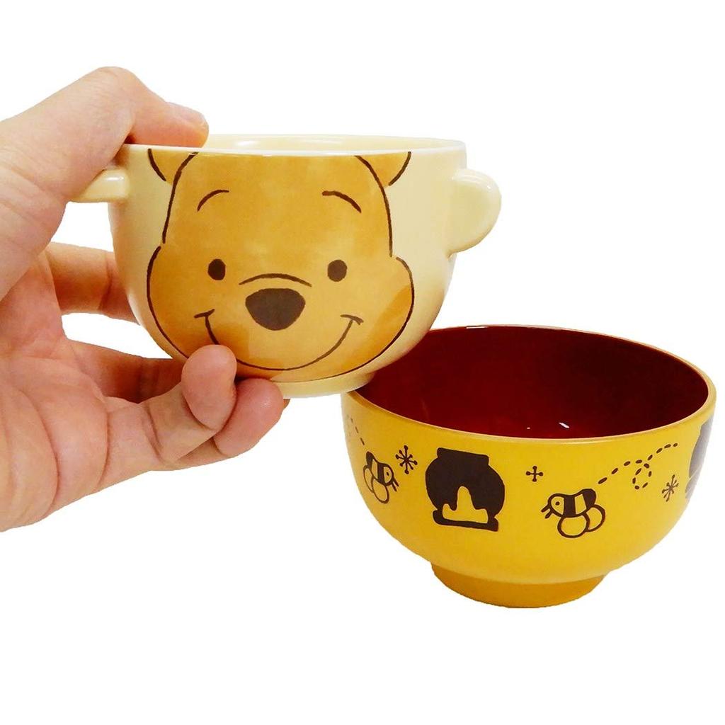 Disney the Pooh Soup Bowl and Rice Bowl "Winnie Pooh" (Crayon Touch) Set, Mini, SAN3003-7