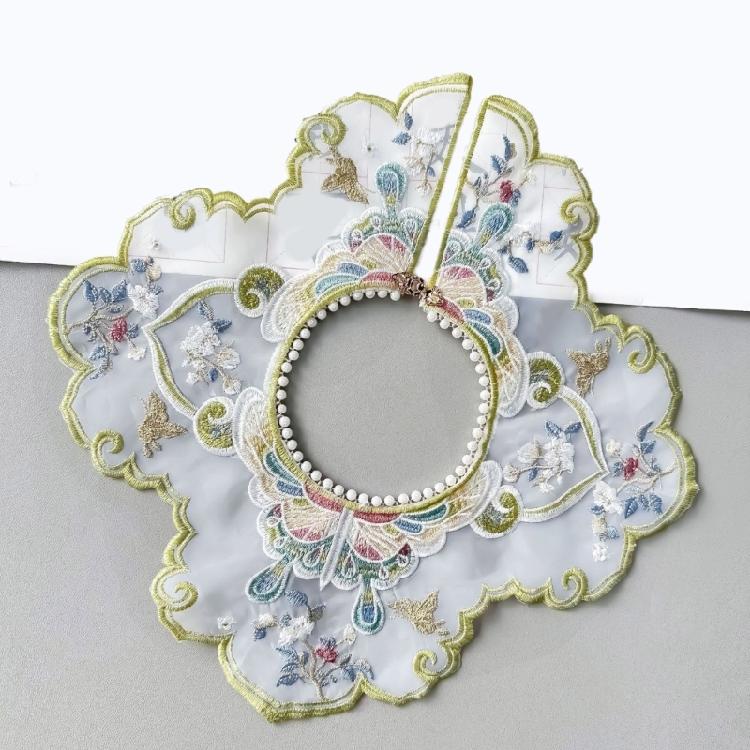 Elegant Embroidery Flower Decorative False Collar Female Sweater Shirt Dress Clothes Sewing Collar Shawl False Collar