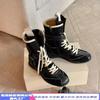 Retro Boxing Boots Women's Winter Cotton Shoes New Medium Boots Velvet Martin Boots Maillard Western Boots Platform Short Boots