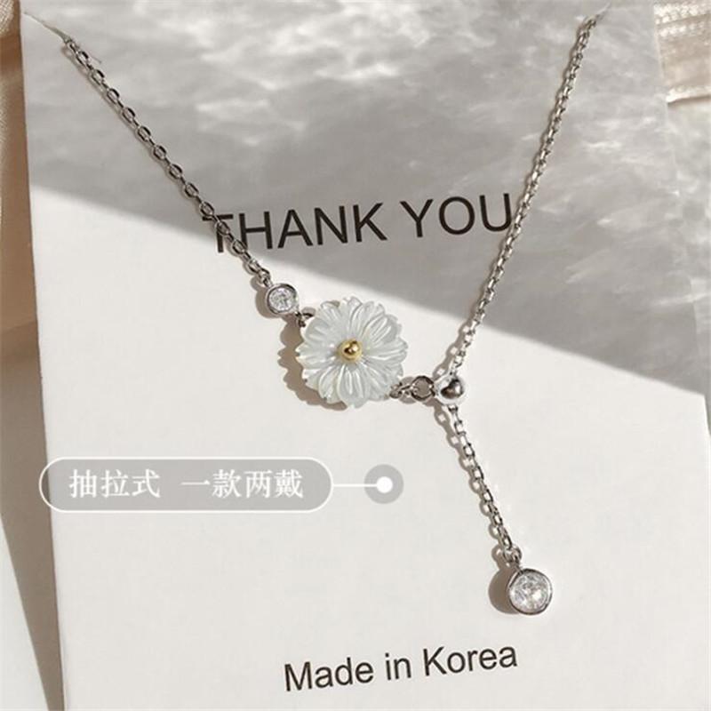 New Temperament Small Daisy 925 Sterling Silver Jewelry Personality Shell Popular Flower Clavicle Chain Necklaces TYB375