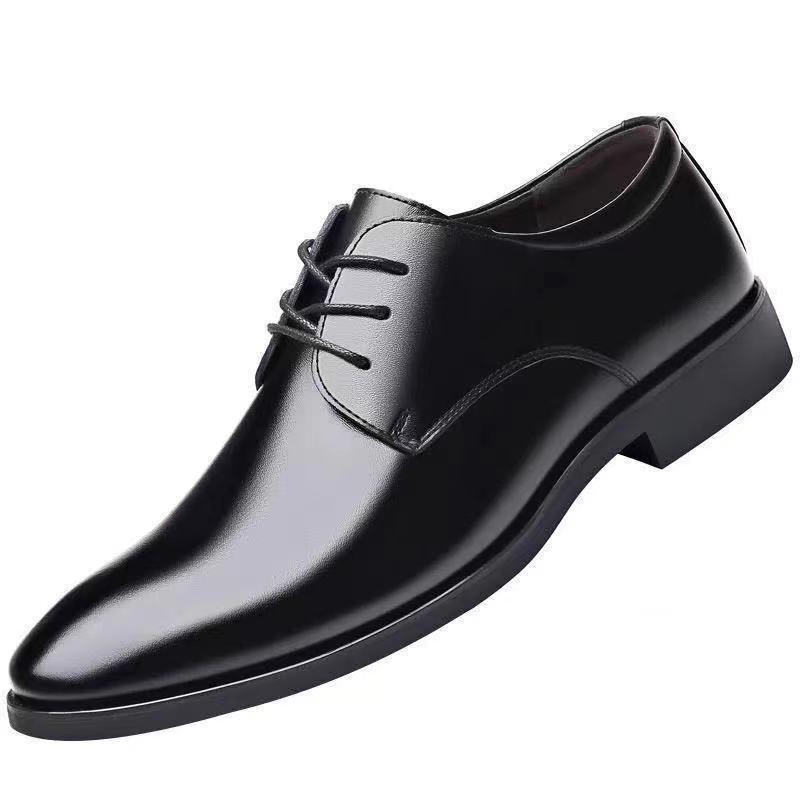 Men's Black Leather Formal and Casual Shoes - Korean Style for Office, Business, and Weddings