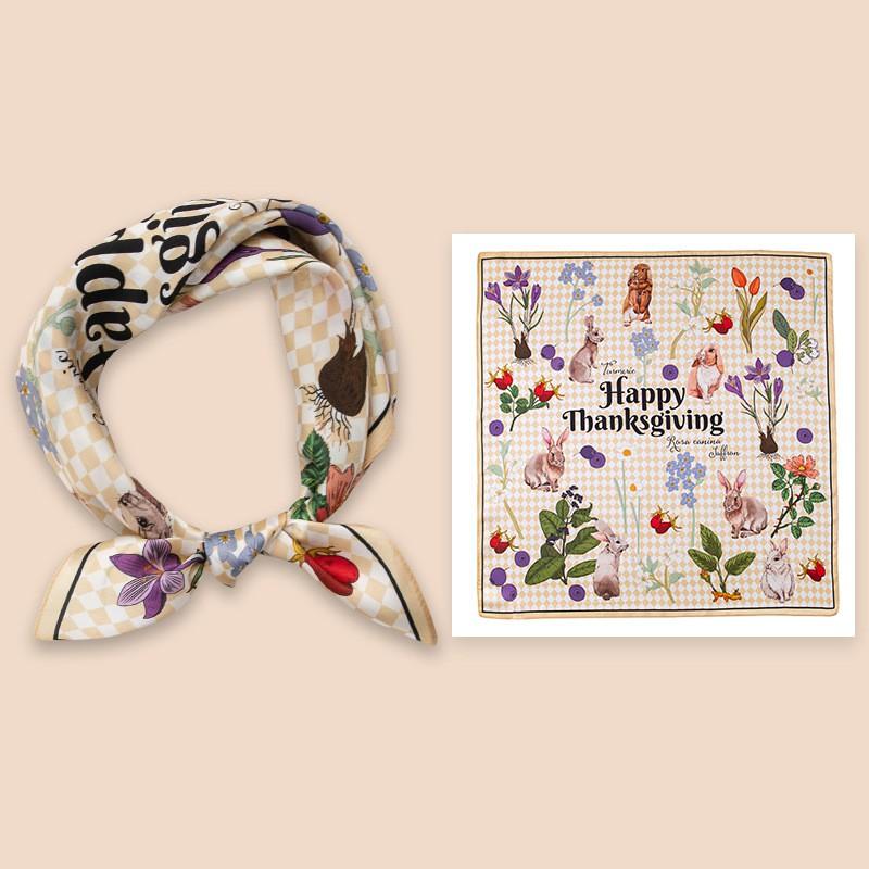 Elegant Silk Scarf Women 53x53cm Pure Mulberry Square Neck Floral Print Lightweight Accessory