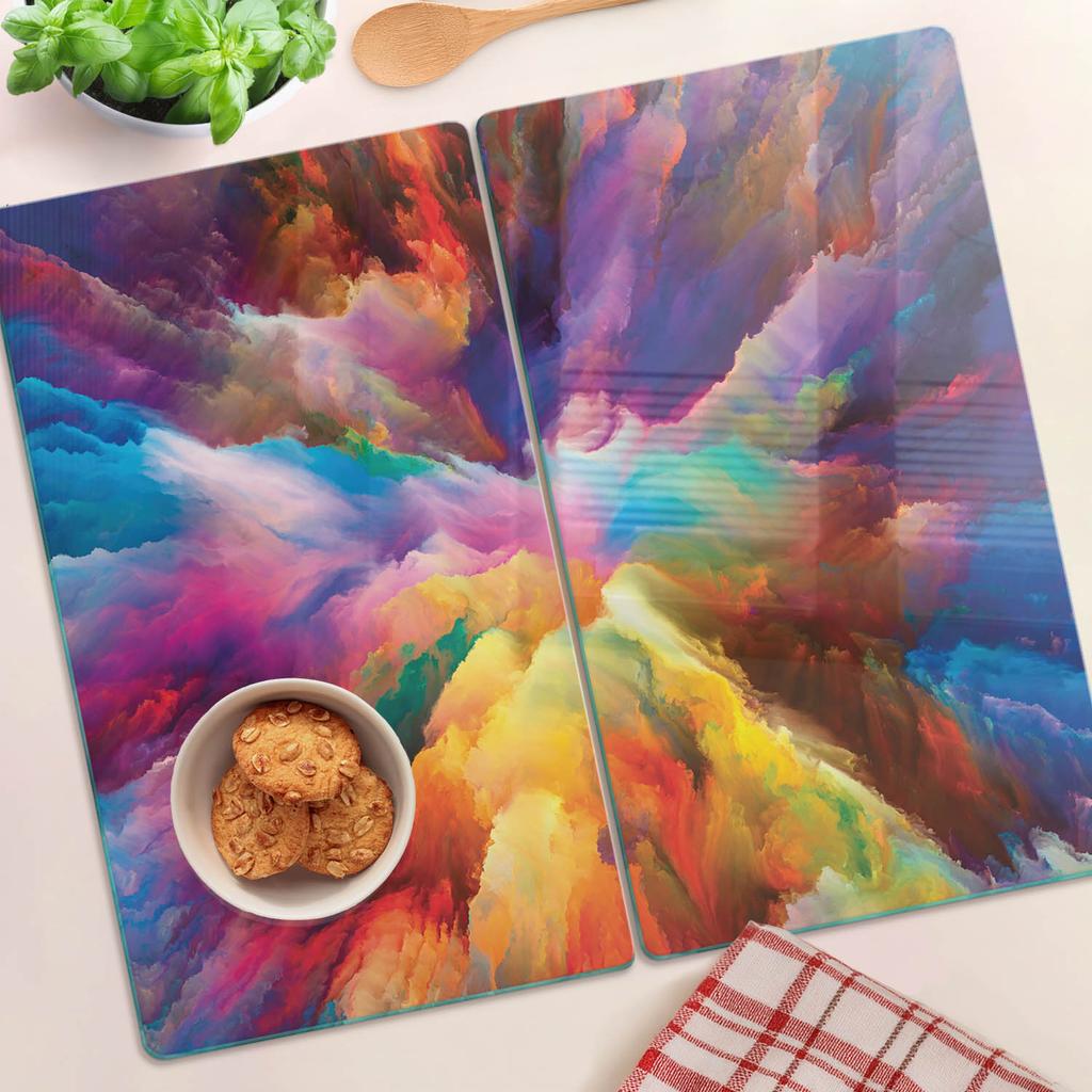 Multifunctional Decorative Glass Boards Explosion of Colors 2x30x52 cm