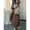Dimanaf 2025 Autumn Sleeveless Women Buttons Vest Sweaters Style Printing  Knitting Casual Loose Sweater
