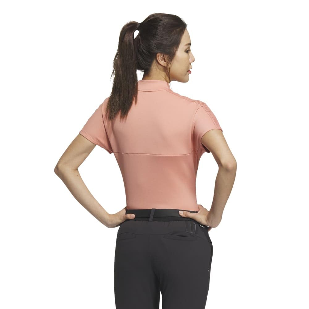 Adidas Golf Wonder Clay Golf Polo Shirt with BOS Mock and French Sleeves Women's Motif, Neck,