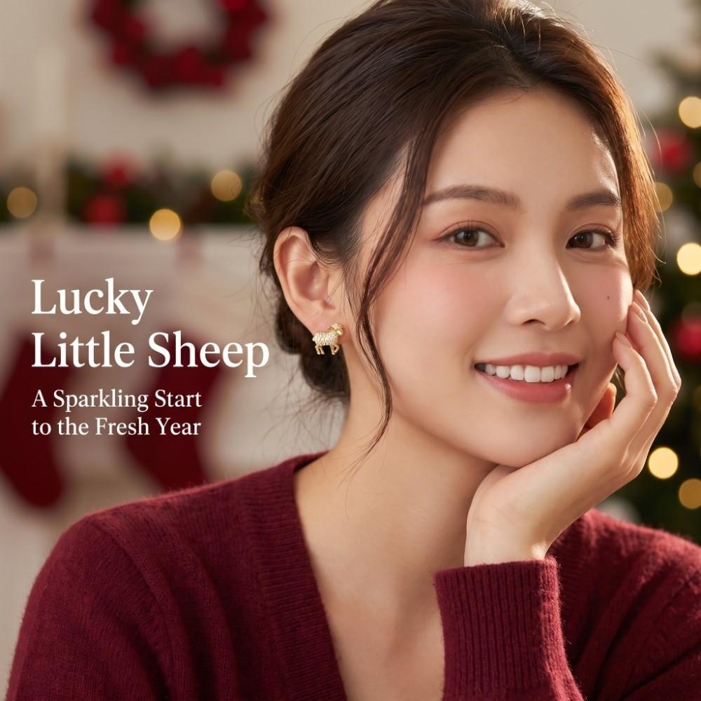 Goat Rhinestone Lamb Stud Earrings Mini Chinese New Year Earrings Jewelry Spring Festival