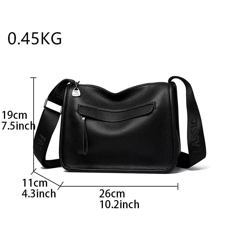 Cowhide Grain Women Messenger Bag High Quality Leather Shoulder Bag Large Capacity Crossbody Bag Luxury Handbag Female Tote