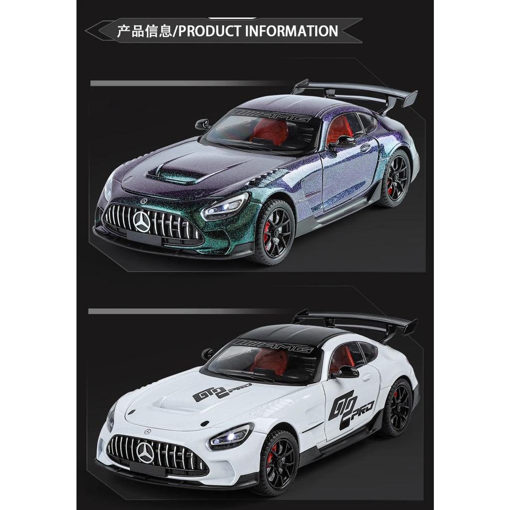 1/24 Mercedes Benzs AMG GT Alloy Miniature Car Diecast Metal Scale Car Model Sound and Light Collection Children Toy Vehicles Gifts