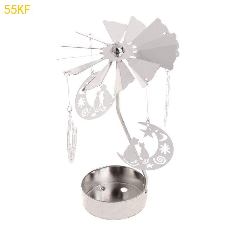 55KF Rotating Holder Rotary Tealight Holder Christmas Table Decoration Windmill Revolving Candlestick for Wedding Gift