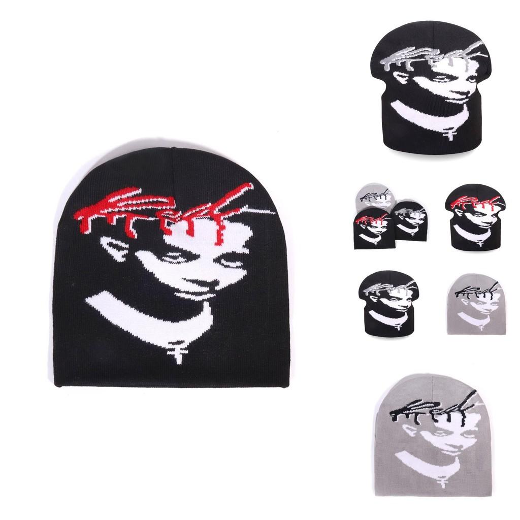 Fashion Figure Portraits And Letter Patterns Men Casual Knitted Hats For Autumn Wear