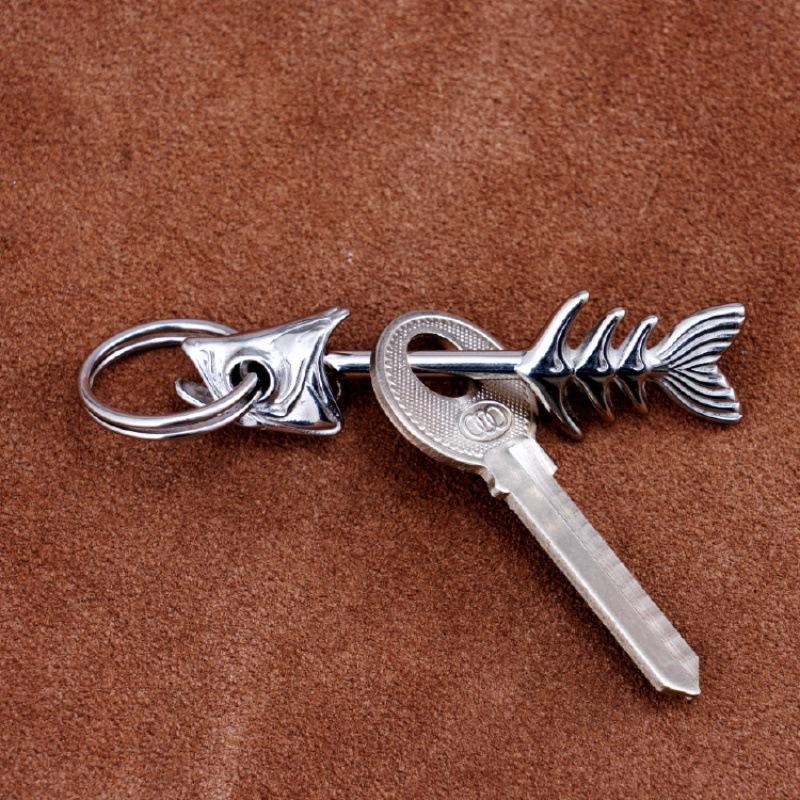 Creative Fish Bone Keychain Set Car Keybag Removable Holder Fashion Pendant for Keys Durable and Lightweight