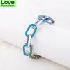 High Quality Punk Personality Trend Bangles Neutral Stainless Steel Splicing Bule Enamel Craft Chain Bracelets For Men And Women